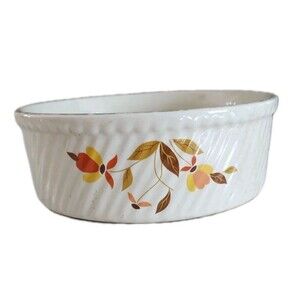 Vintage Hall’s Superior Quality Kitchenware Jewel Tea Autumn Leaf Baking Dish 8”